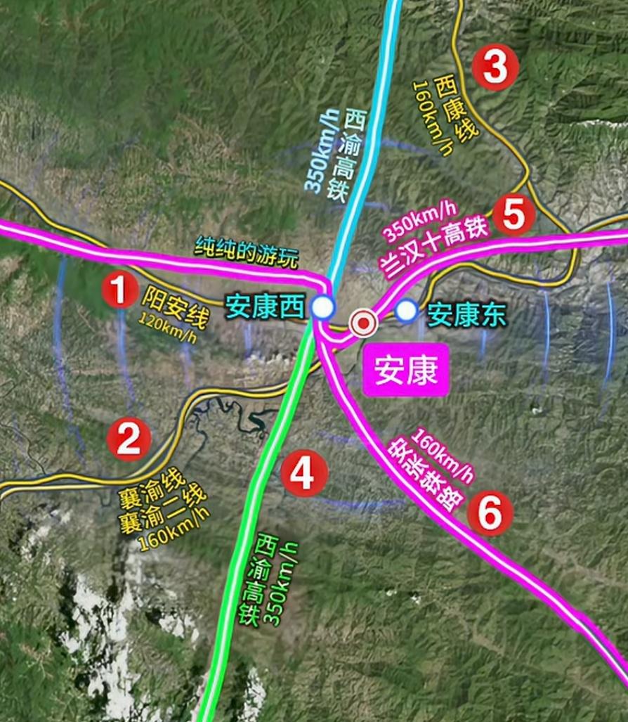 安康的铁路交通虽然规划路线相对来说比汉中要少，但是却是妥妥的交通枢纽，西渝高铁的