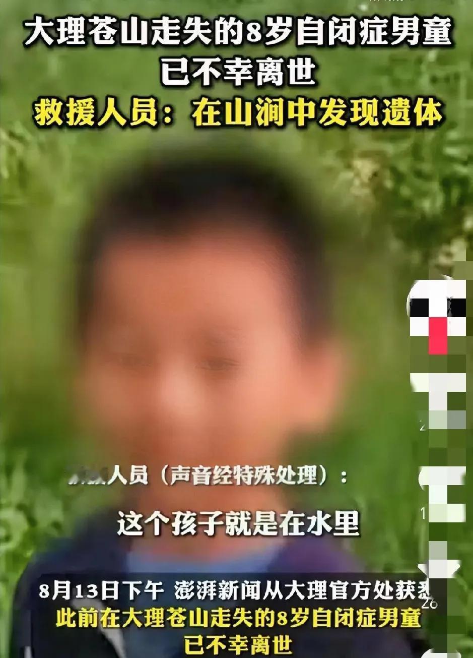 8岁男孩遗体在苍山上的一处山涧里被发现，可怜的孩子，一路走好！这事机构得负全