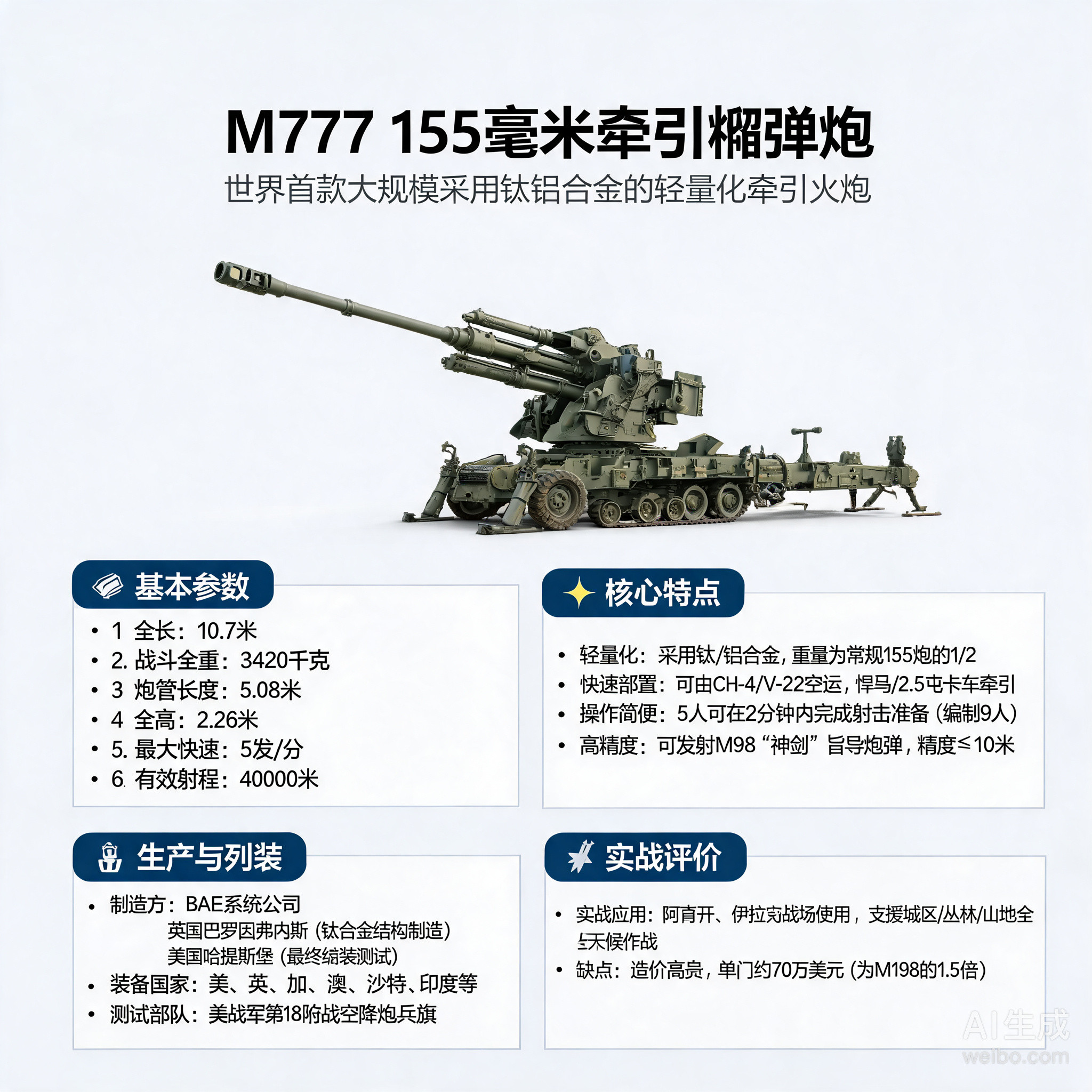 军事ai新视野M777牵引榴弹炮M777牵引榴弹炮是英国于21世纪初研制的15