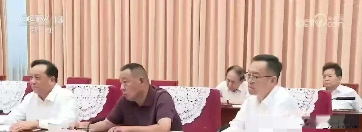中南海里，最扎眼的不是领导讲话，是胖东来老板于东来那件酒红色polo衫。7月13