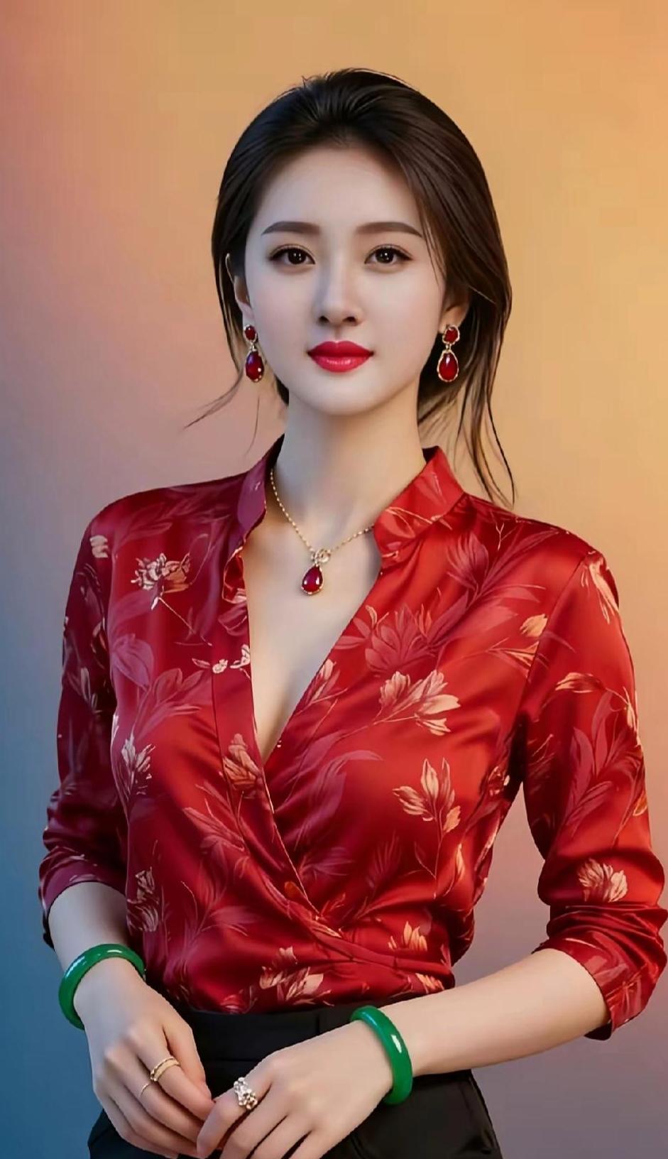 杏眼含情天生丽质，比牡丹还动人呢。