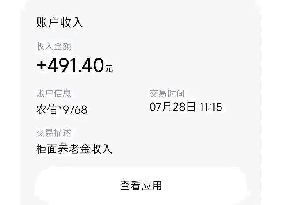 我妈妈的2025年养老金增发钱终于到账了，7个月共补发了491.40元。妈妈今