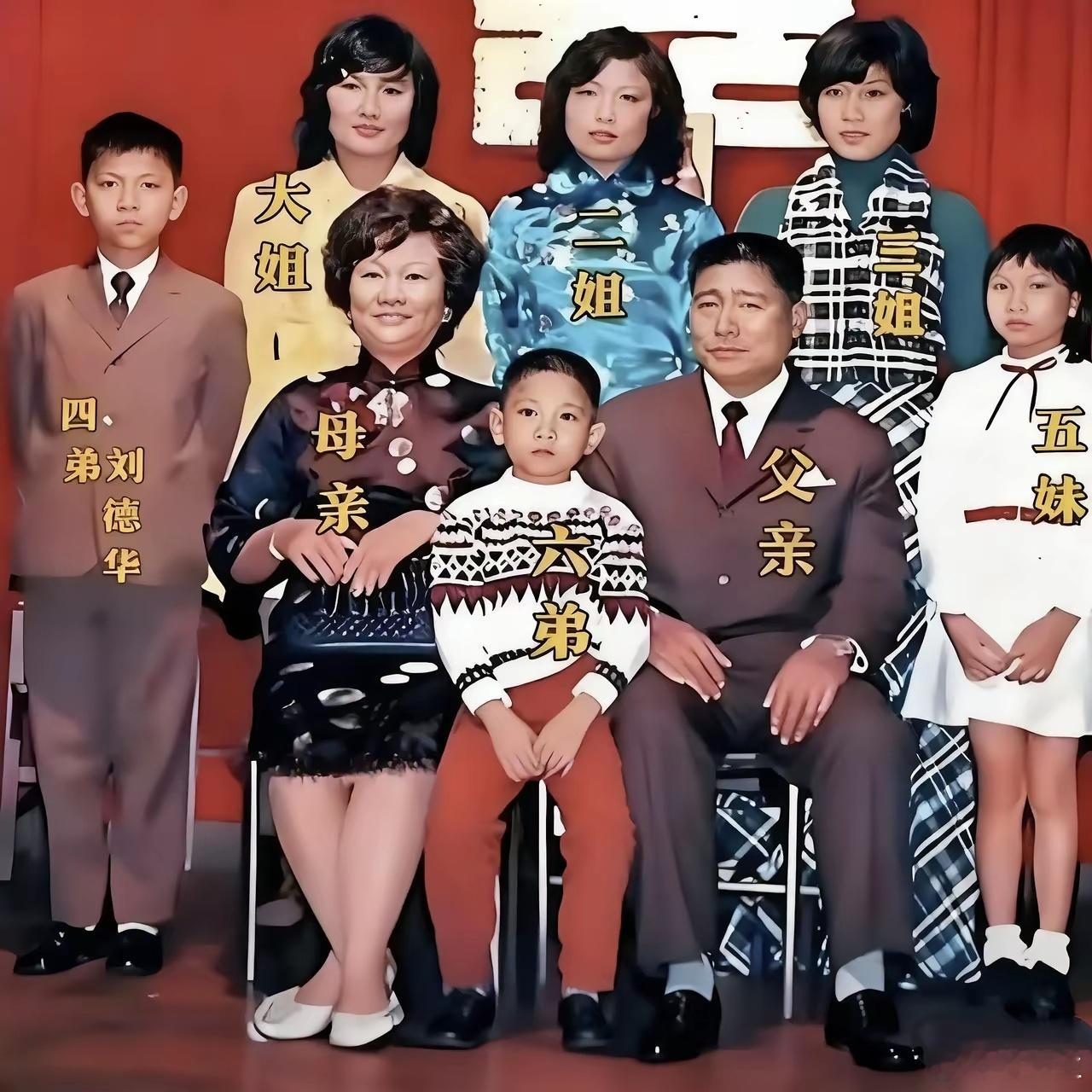 1973年香港四大天王之一刘德华的全家福这一年，刘德华12岁70年代8口之家美好