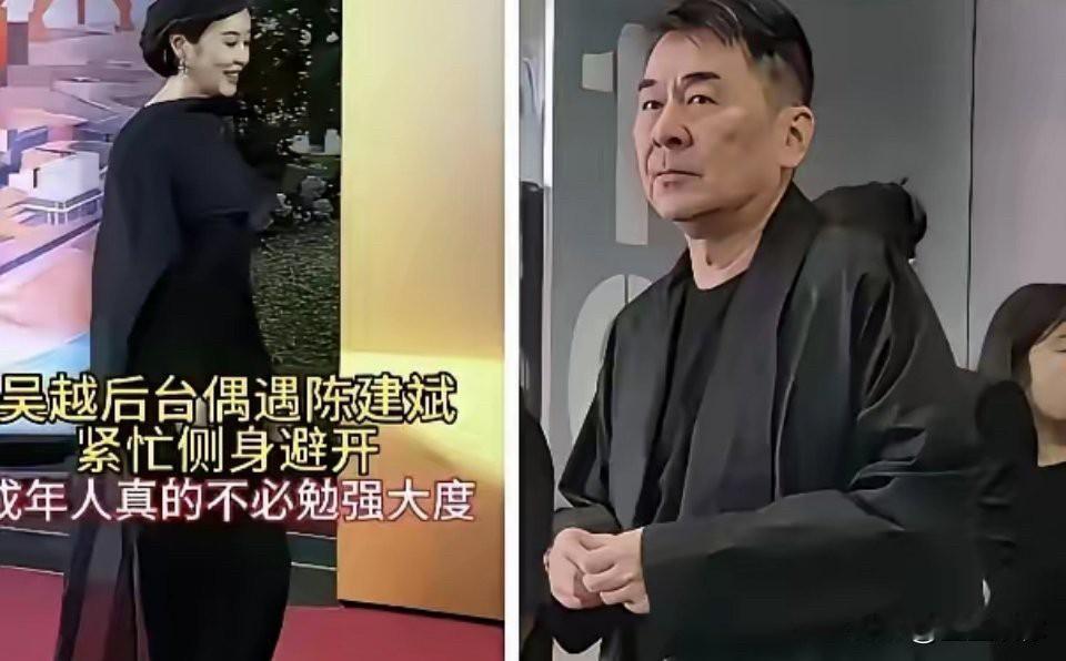 看完陈建斌与吴越后台偶遇的画面深有感触。当年吴越倾尽五年青春托举他，却被潦草分手