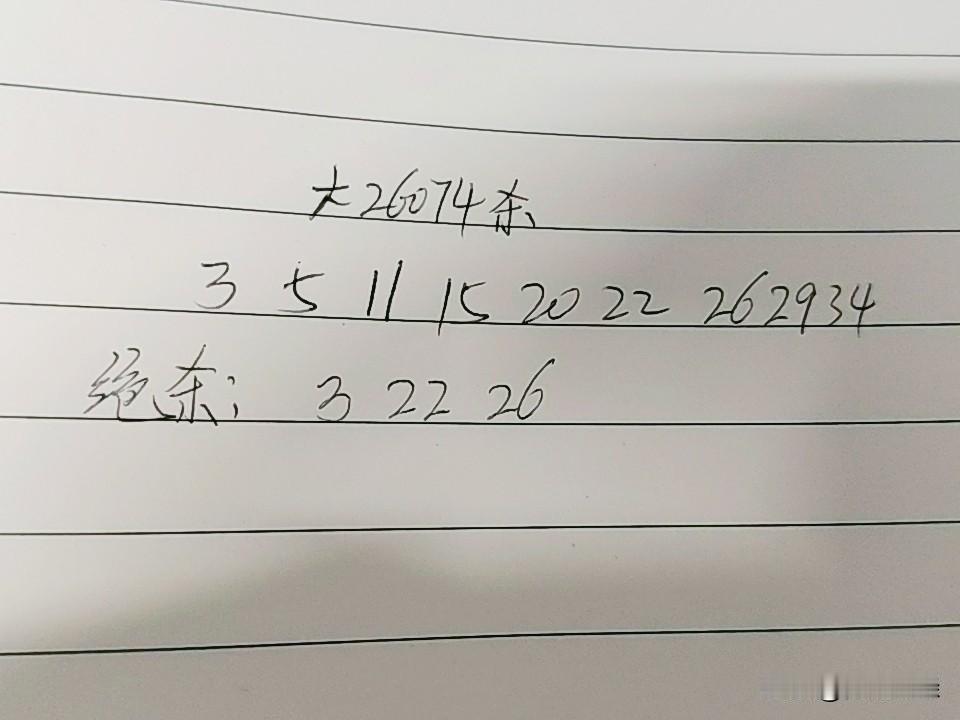 大乐透26074期杀码03、05、11、15、20、22、26、29、34绝