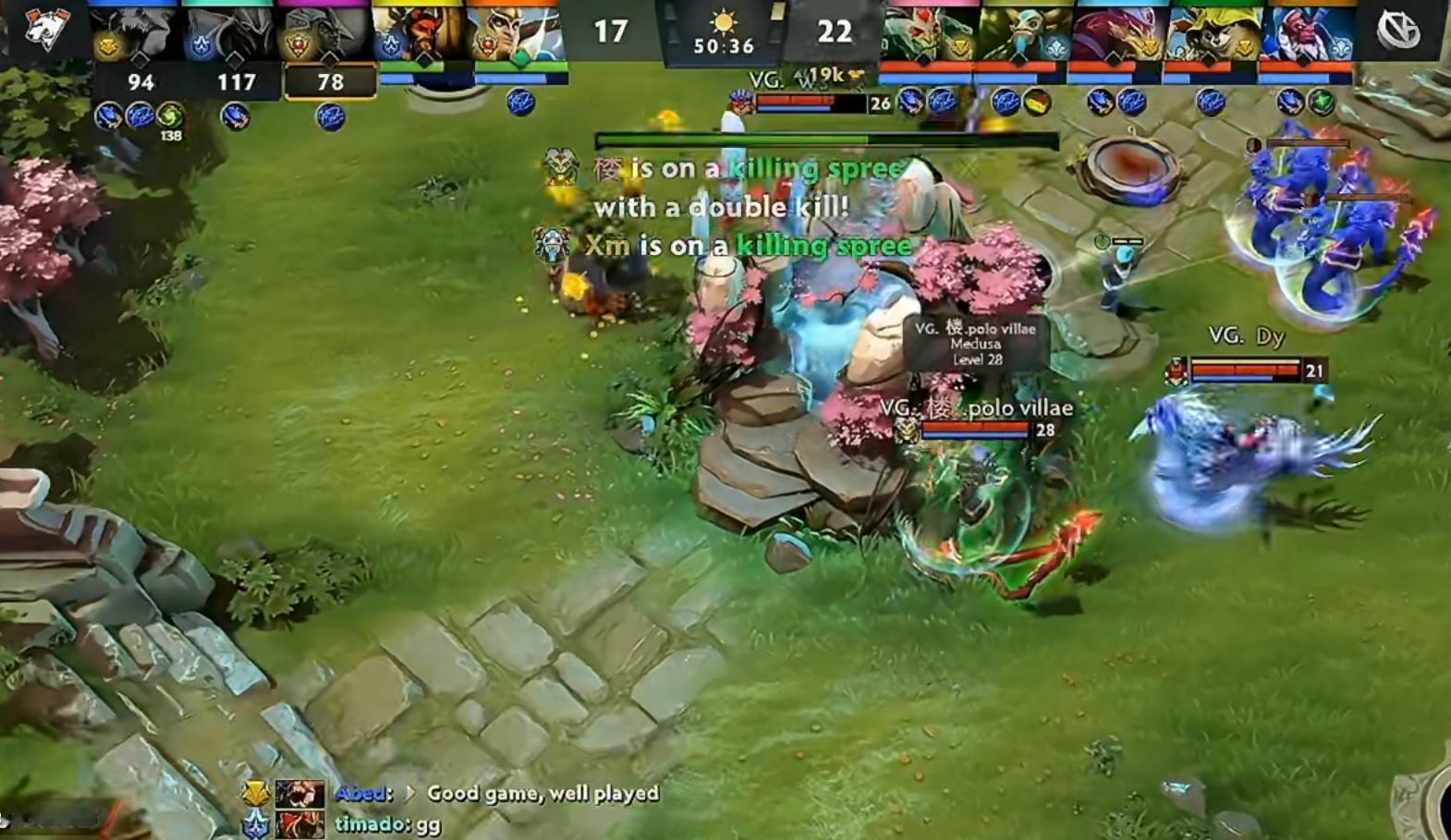 VG2:0VP晋级1-1组，这局VG面对对面并不成熟的老陈体系虽然前期经济处