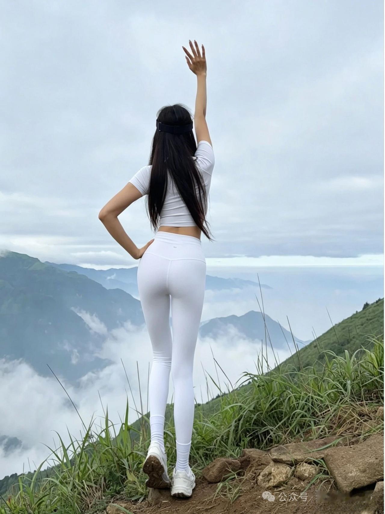 换上轻便的白色运动套装，抛开繁杂琐事，只带着自由奔赴山间。漫山青绿铺展，层层云海