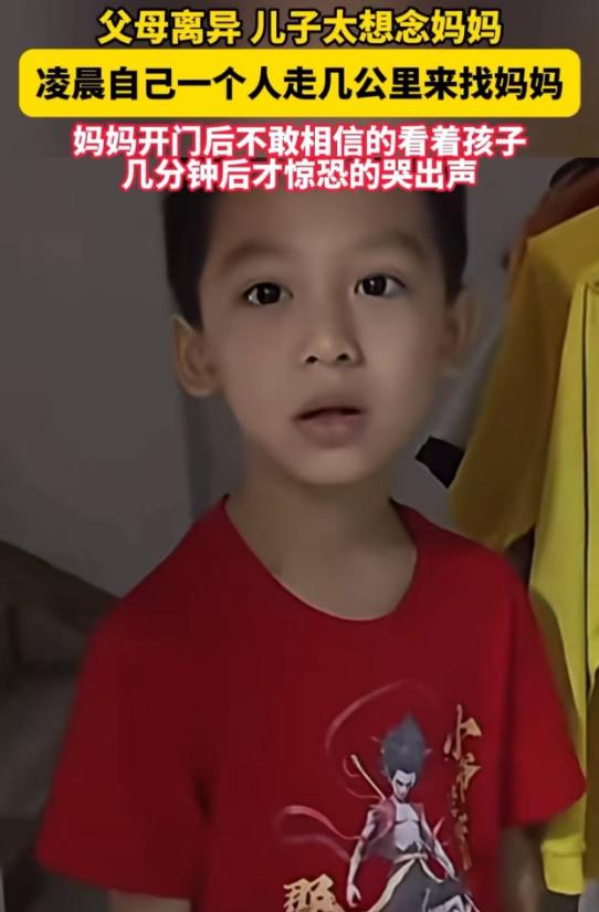 广东，父母离异，儿子因为太想念妈妈，凌晨一个人从爸爸家走几公里来找妈妈！当妈妈看