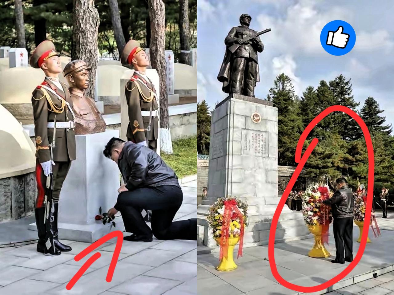 泪目了！金将军单膝跪地向毛岸英烈士铜像献花！10月24日将军在志愿军入朝作战75