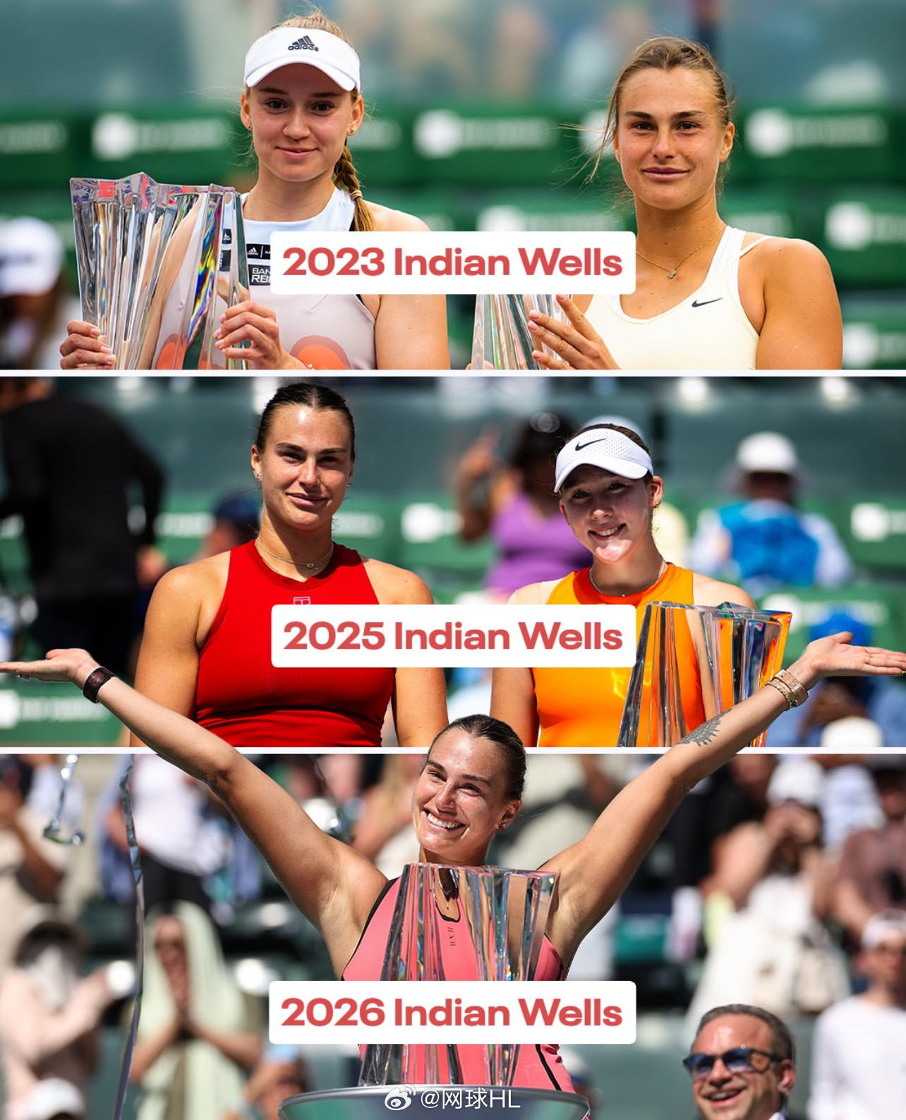 看图说话🗣️萨巴伦卡首夺印第安维尔斯冠军