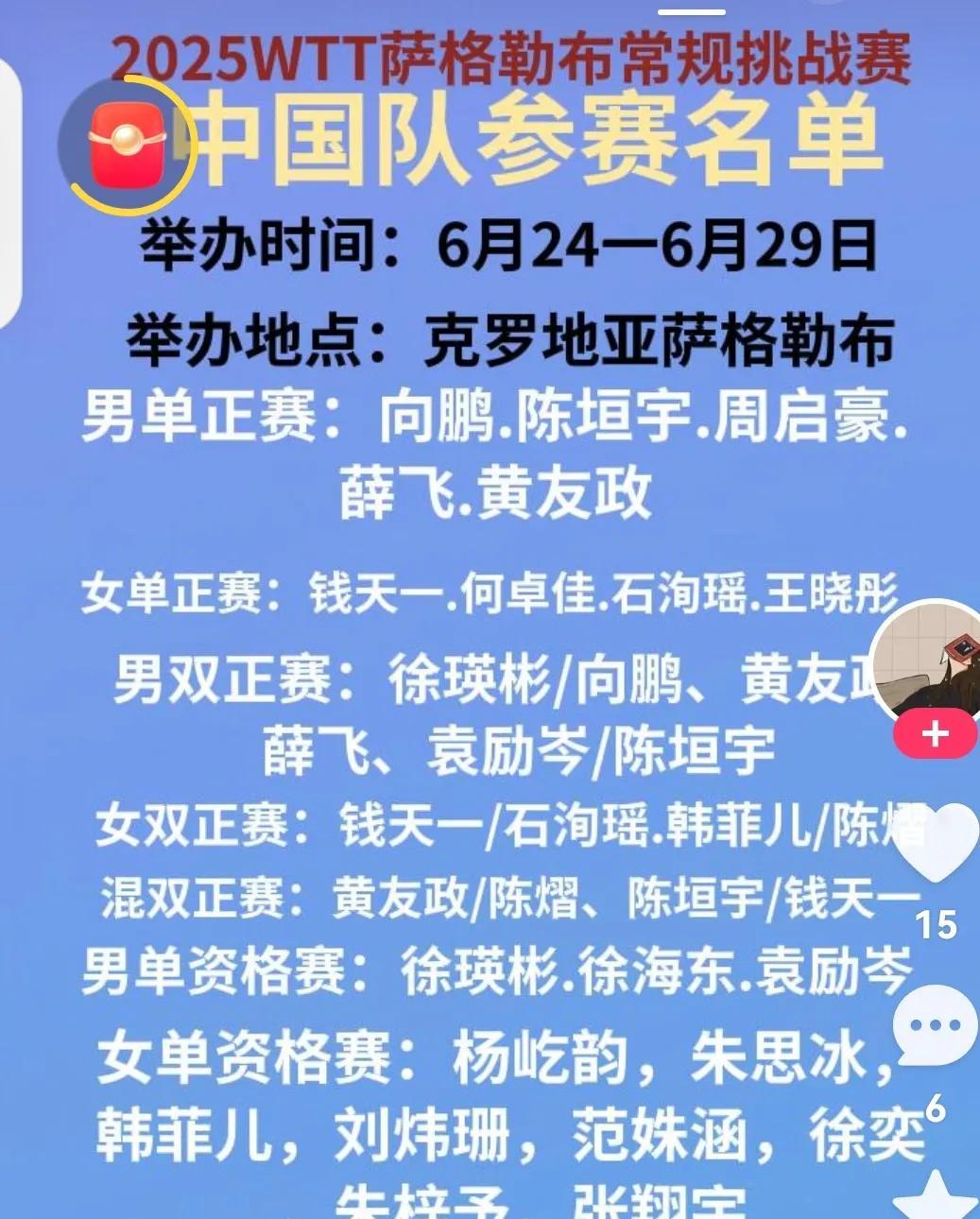 也许陈熠的双打任务更重，看看教练组的安排就会明白。从国乒教练组的安排看