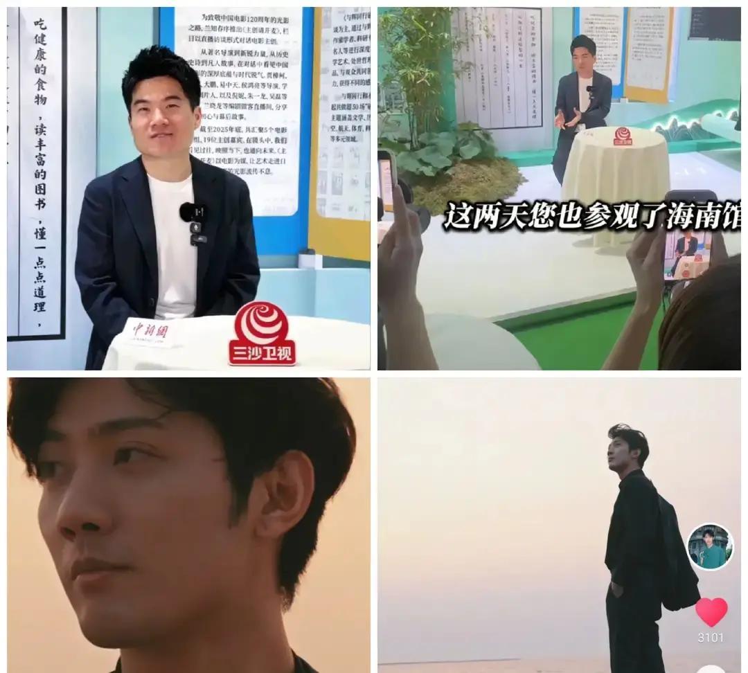 董宇辉坐在三沙卫视镜头前，说最想去三沙看海。行程太满，他把愿望交给鹏鹏。