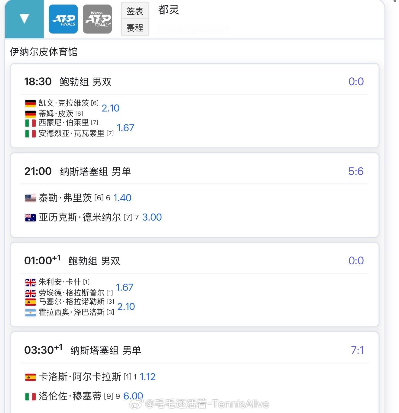 【11.13日比赛赛程+全运会网球单打赛程】10:00布云朝克特vs孙浅（中央）