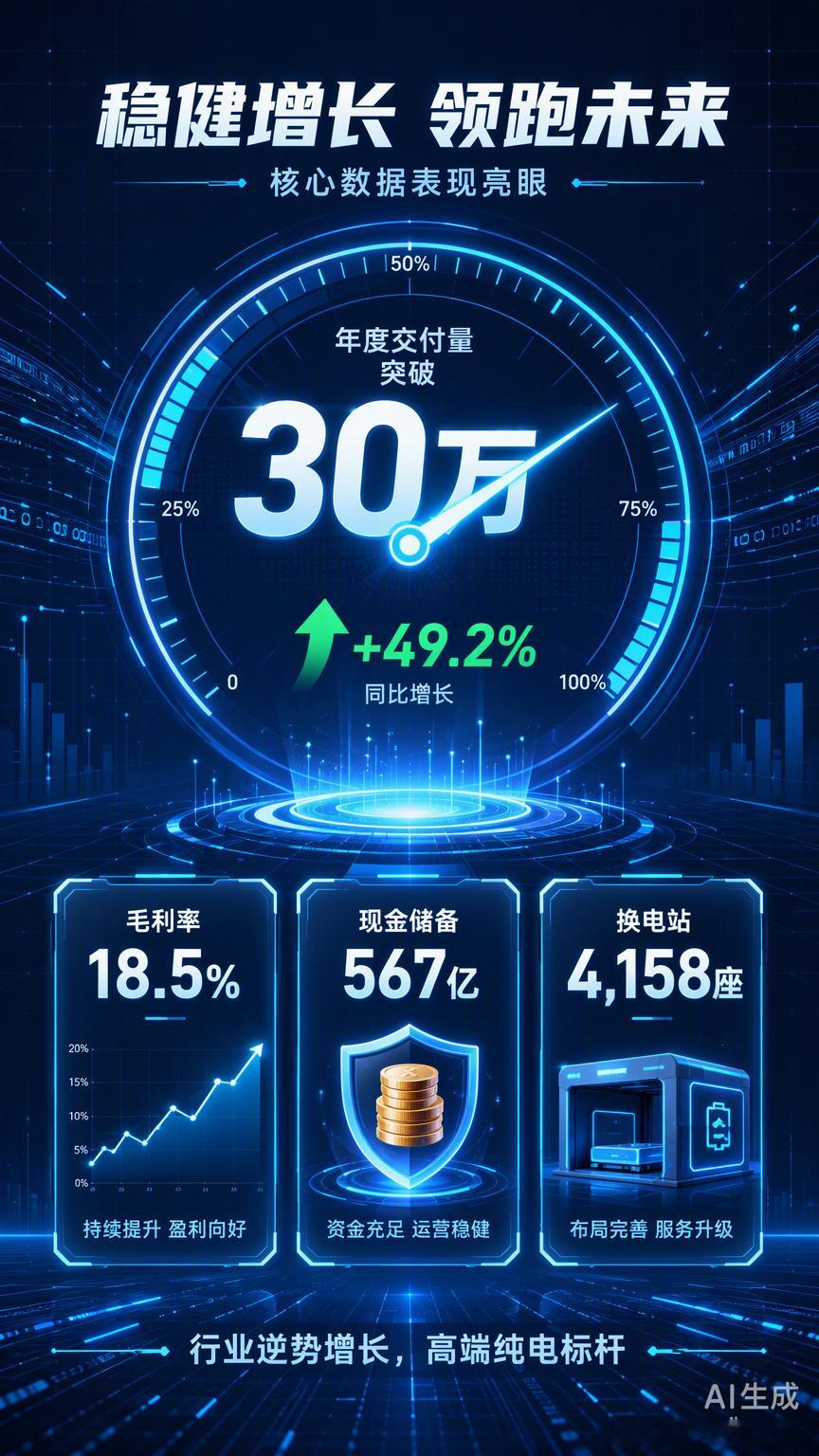 蔚来前三季度交付30万台，增长近50%，最让我意外的不是销量，而是它居然连续三个季度盈利了。在行业利