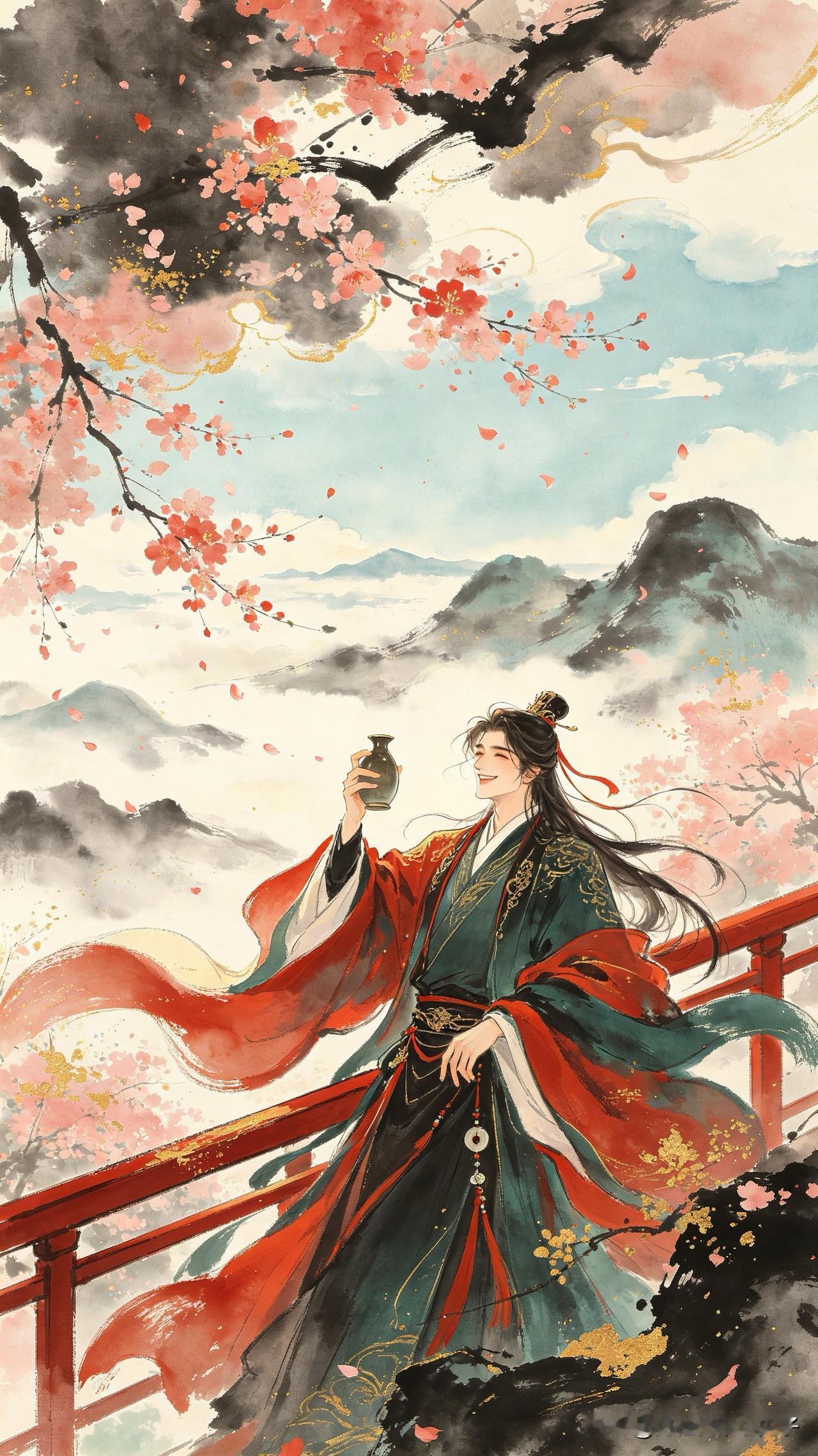 栏杆拍遍笑春风，花落花开一梦中。莫道春来愁似海，…………请师友续