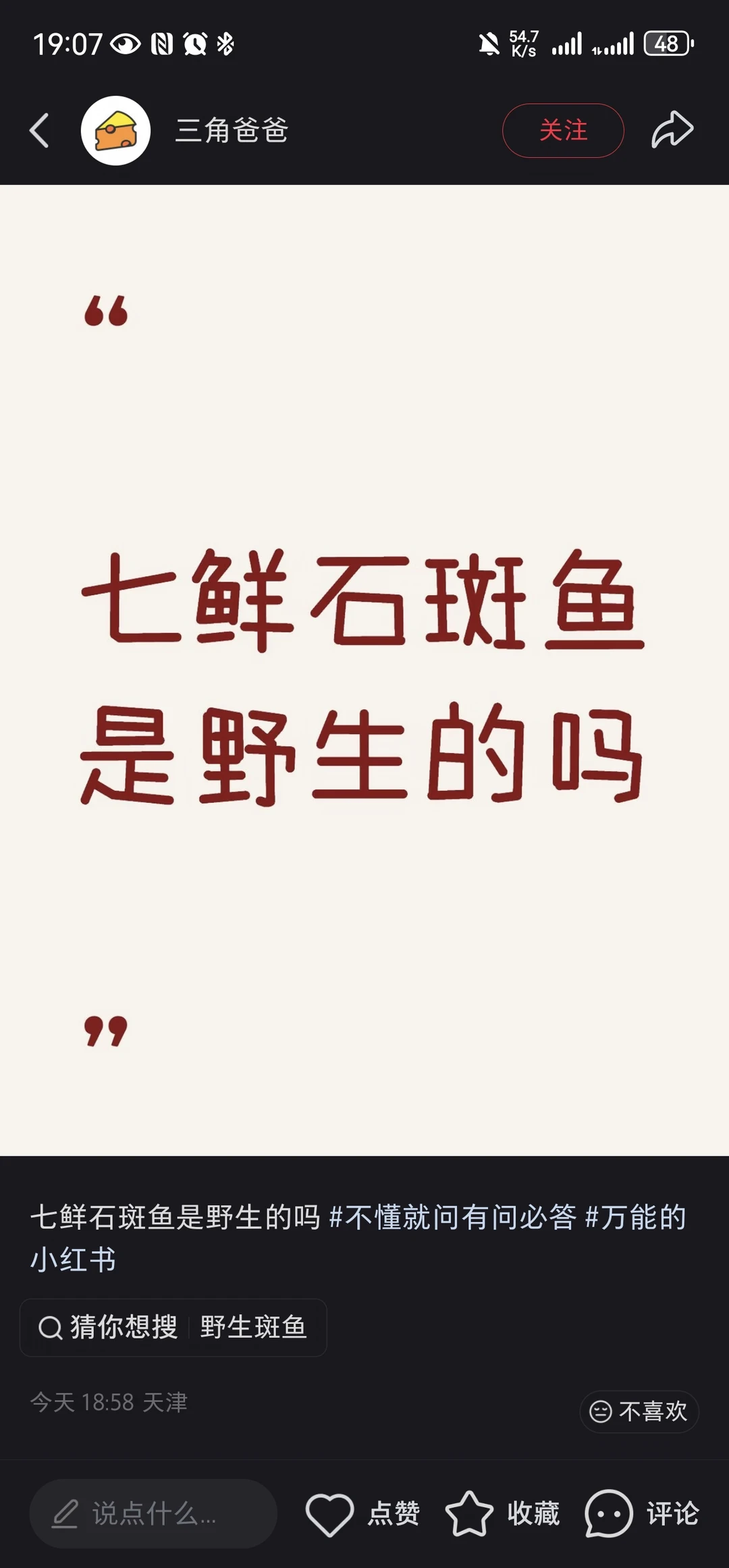 七鲜的石斑鱼是野生的吗？
