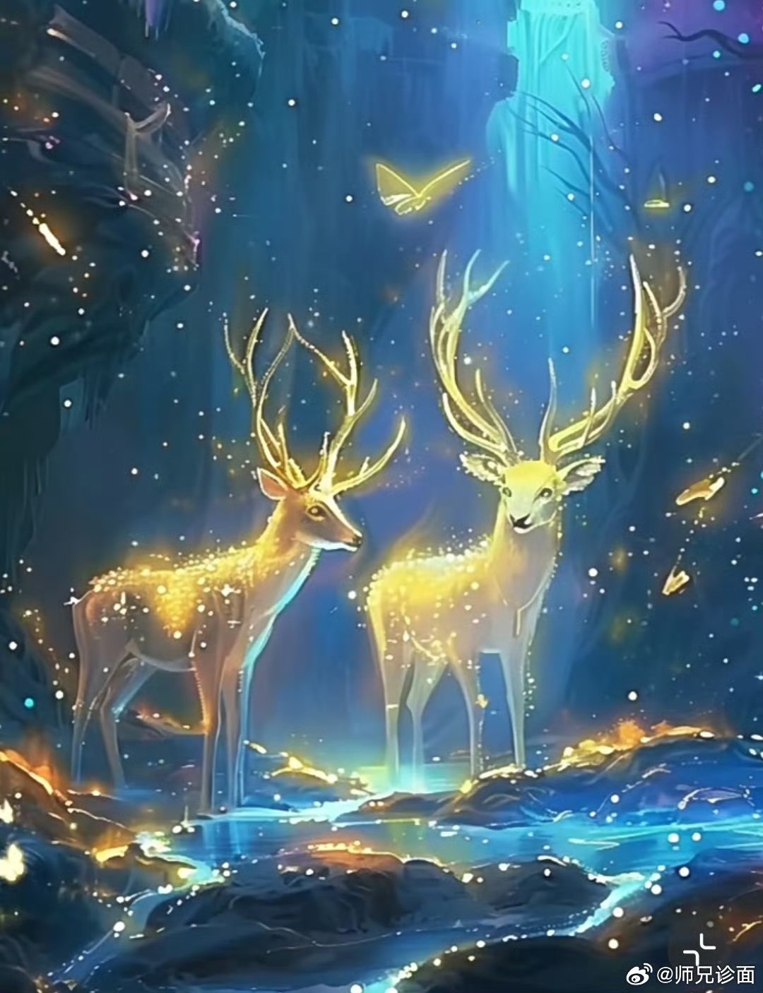 你可真的幸运，大清早就刷到了这对九色鹿。点赞接幸运。感情成双成对，事业，财运鹿鹿