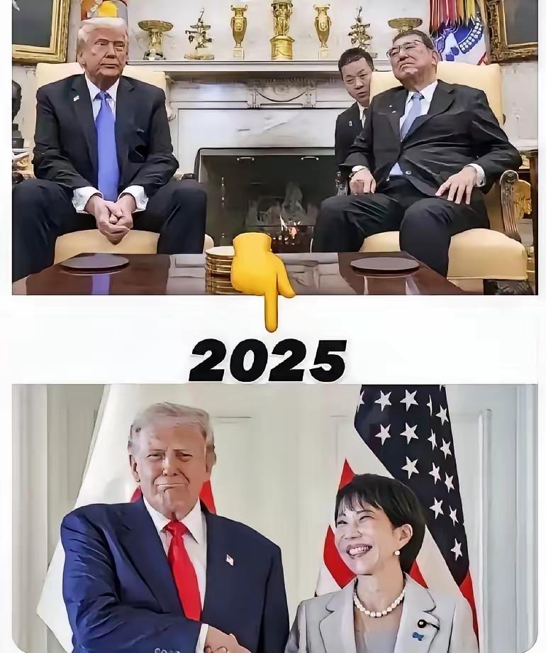 2025年2月，石破茂见特朗普时，西服扣子都没解开就一屁股歪坐在椅子上，被日本民