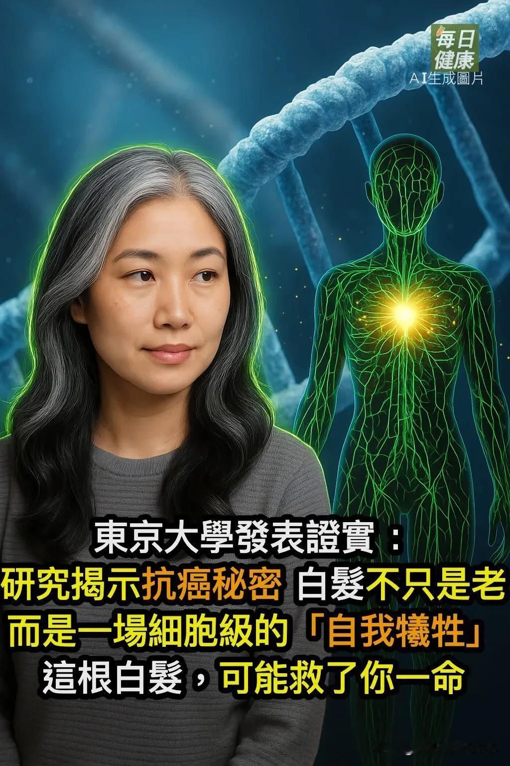 仅供参考：🤯「你以為你老了，但其實那根白頭髮，可能剛幫你躲過一次癌變」這根