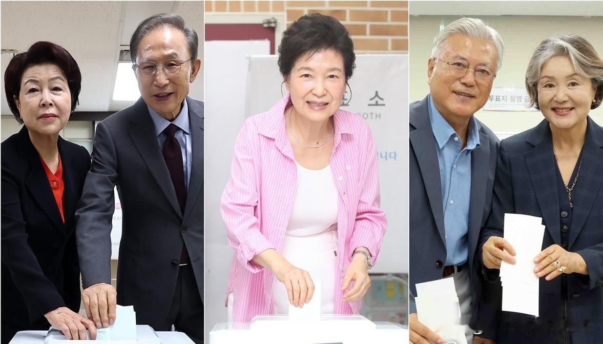 6月3日，韩国地方选举投票火热进行，李明博、朴槿惠、文在寅三位前总统先后完成投票