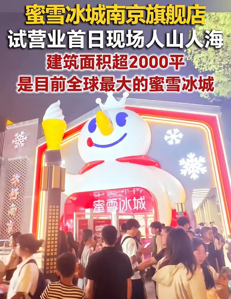 南京位于秦淮区茂业天地的蜜雪冰城旗舰店上周开业了，面积两千平米呢。真没想到一个国