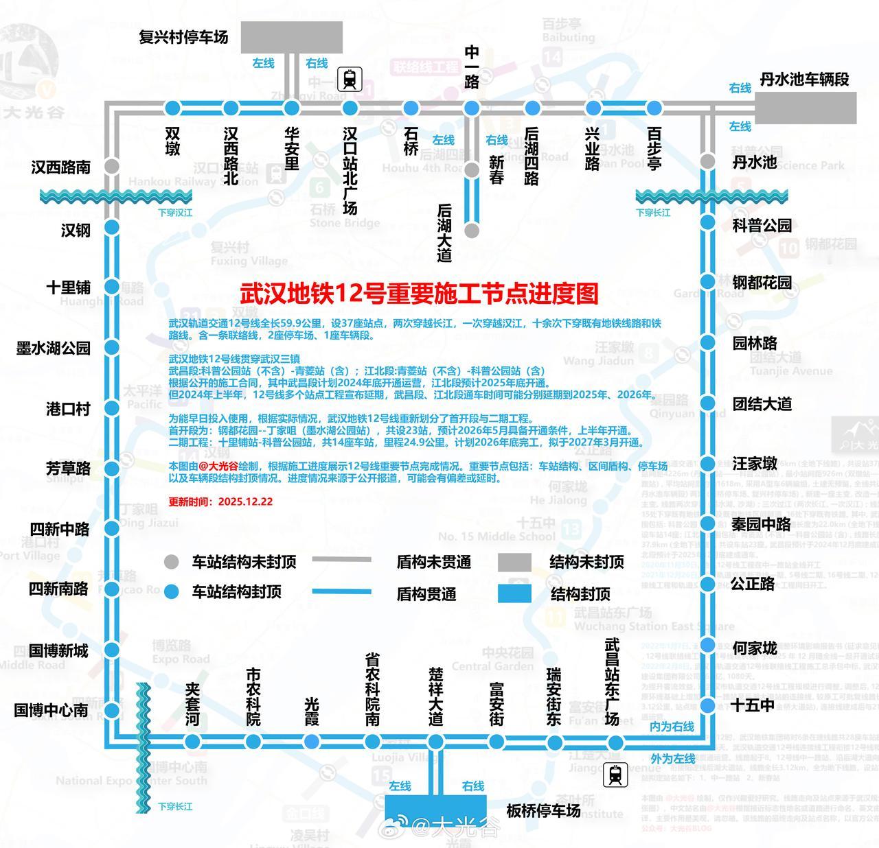 武汉地铁12号线后湖四路站主体结构顺利封顶据中铁十一局城轨公司消息，12月18