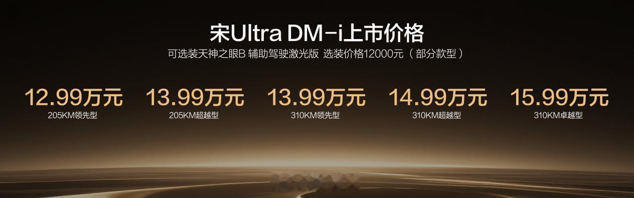 比亚迪宋UltraDM-i今天上市了，12.99万到15.99万。这个价格，配