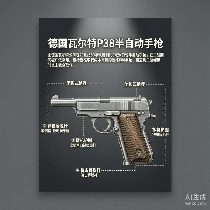 军事ai新视野德国瓦尔特P38手枪瓦尔特P38手枪是由德国瓦尔特公司在20世纪