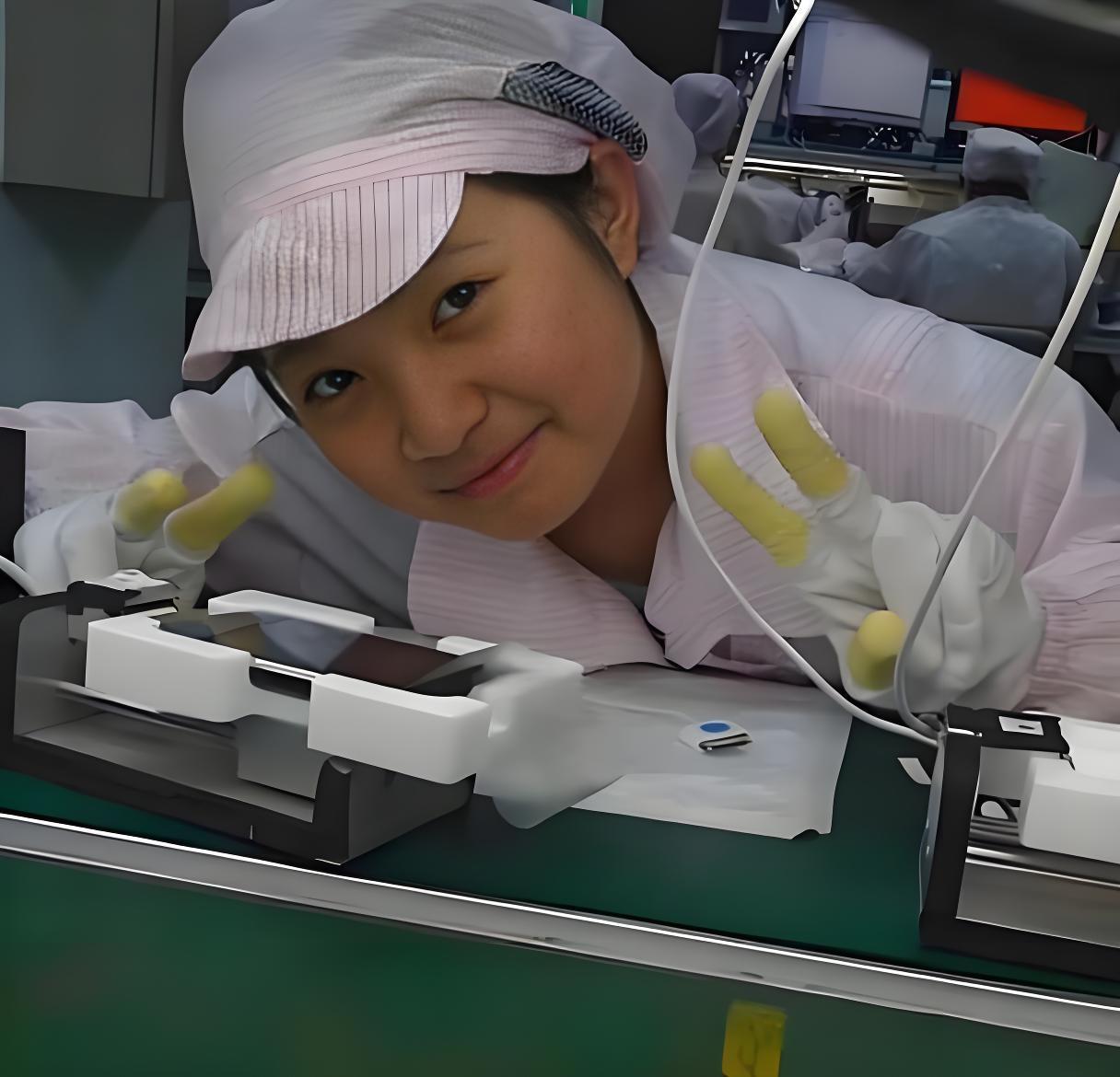 “中国最美打工妹！”2008年，贵州一女孩在富士康检测iPhone时，笑容被同事