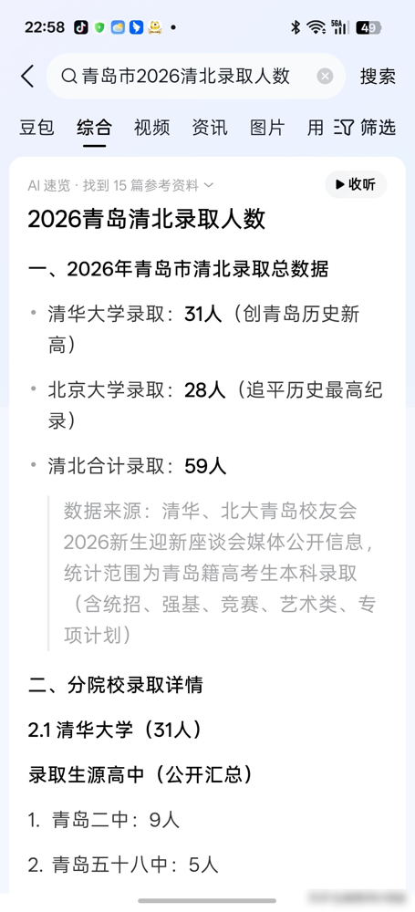 900多个考生，400多个清北，青岛这是把清华北大买下来当自己家后花园了？亲戚在饭桌上吹的牛，比啤酒
