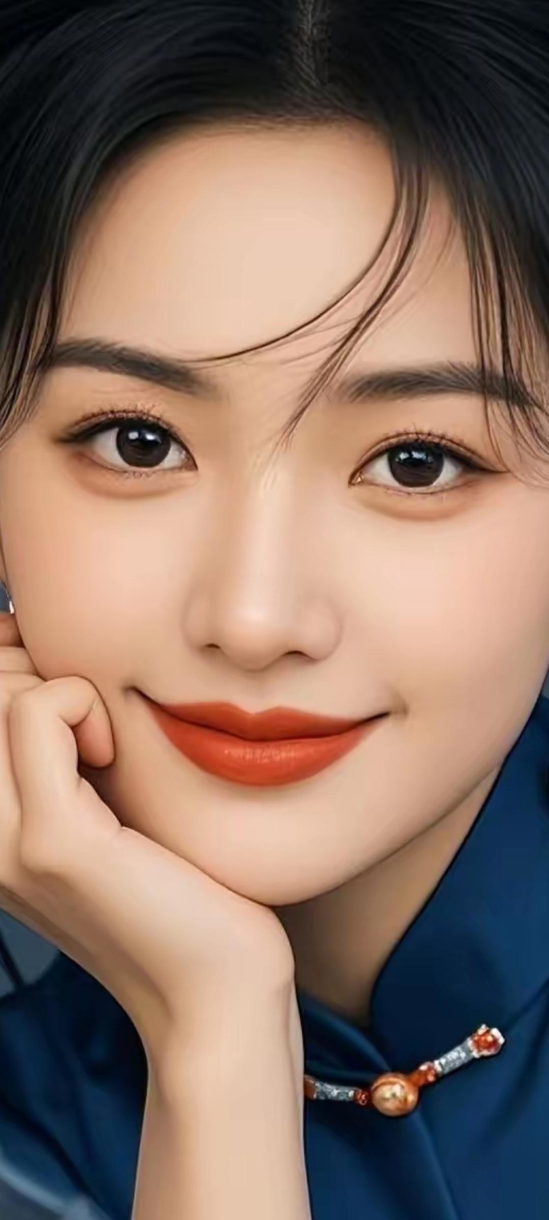 甜美可人的笑容，温柔的发丝，精致的妆容，让人心动不已！😍💕