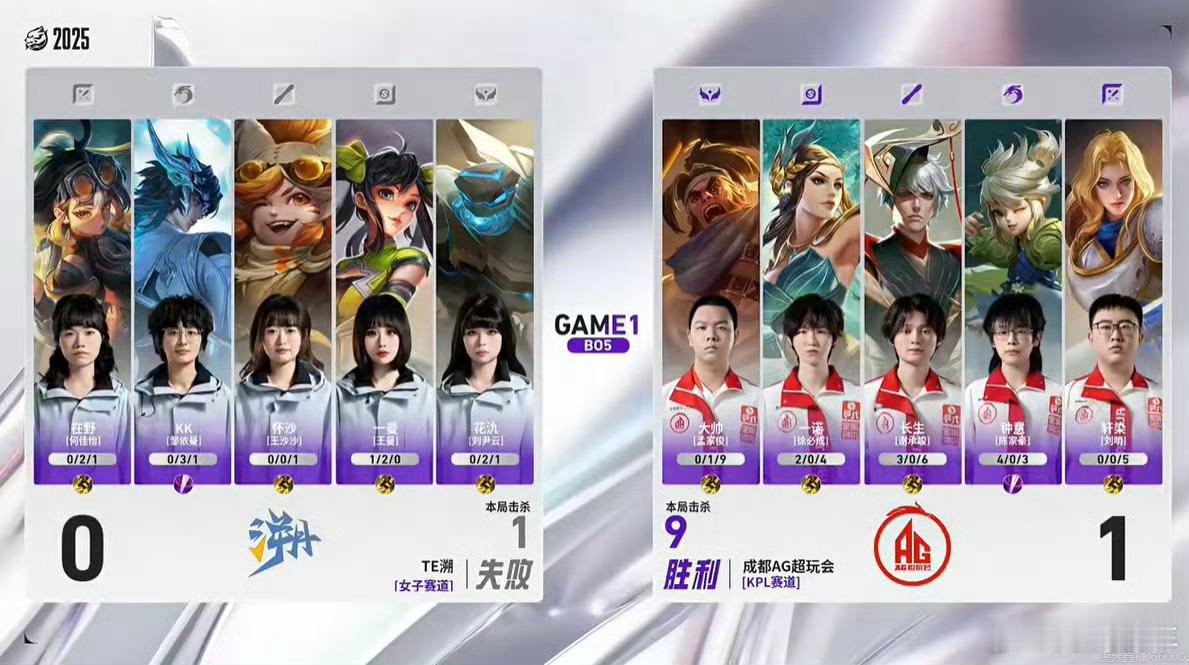 王者荣耀挑战者杯AG对战TE，虽说TE是全女子队，但性别没啥问题，还是势力太悬殊
