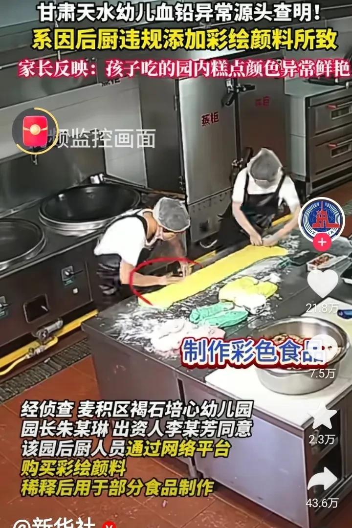 甘肃天水幼儿园233名幼儿血铅异常！原因查明是后厨员工通过网络平台购买的彩绘颜料