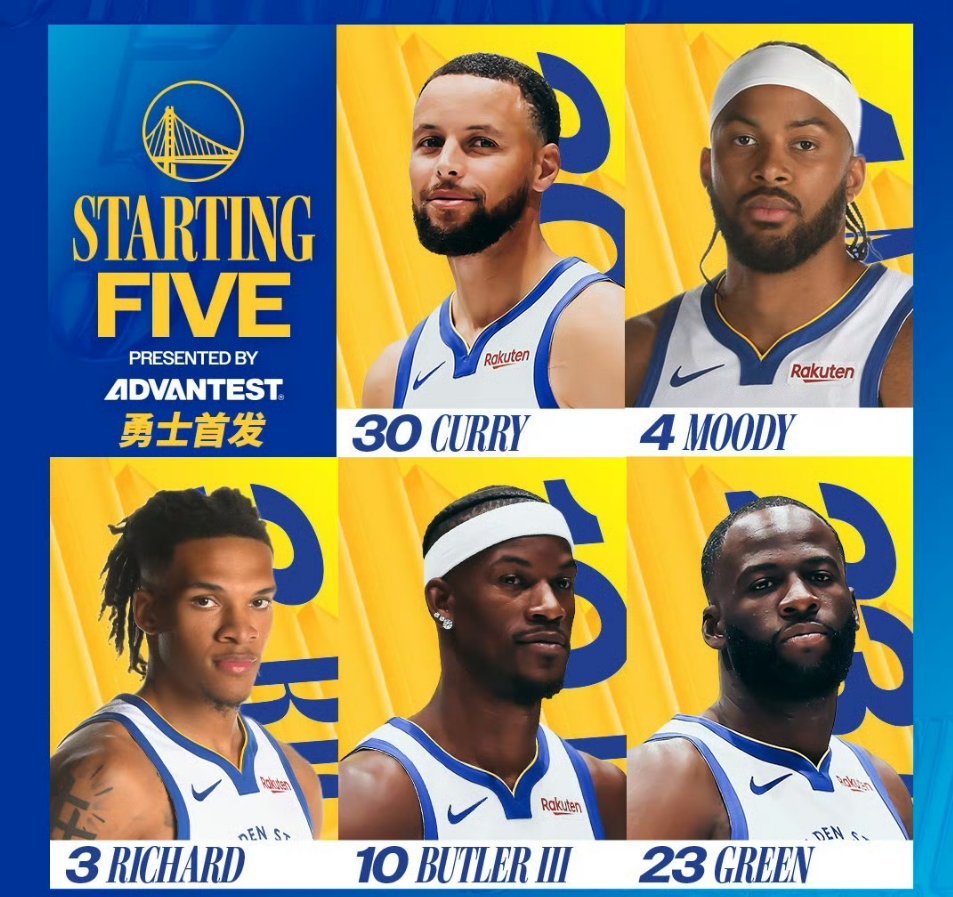 科尔赛后说，下一场与马刺队的比赛，将沿用同样的首发阵容。库里、理查德、穆迪、巴