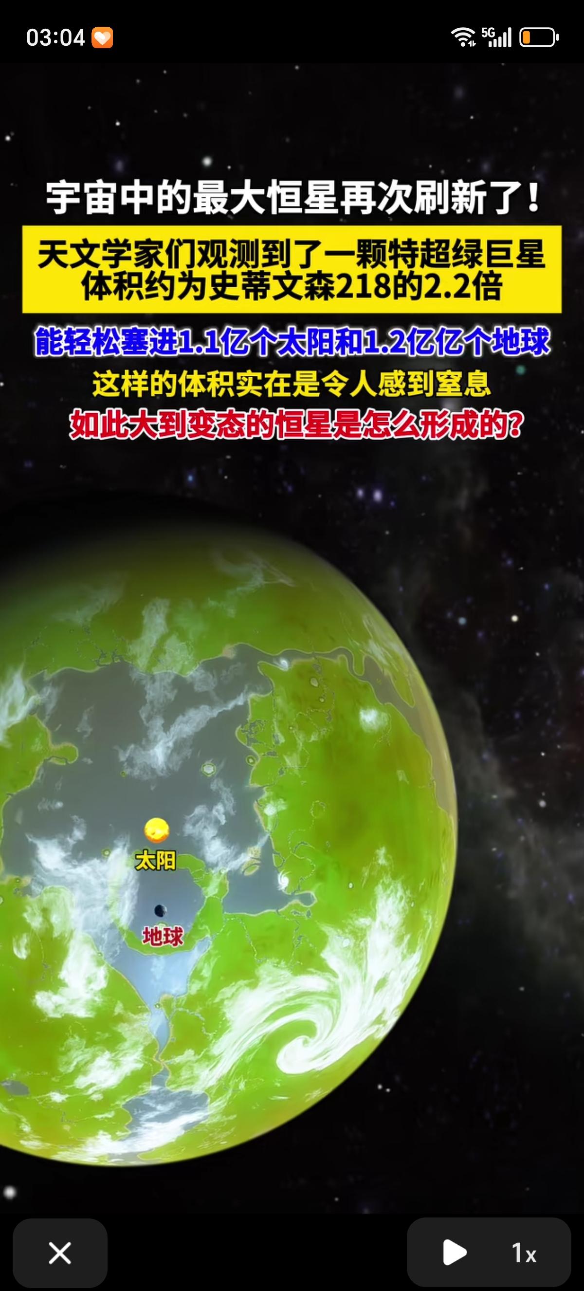 科学家们发现了新的宇宙中最大的恒星，是一颗特超绿巨星，体积约为史蒂文森218的2