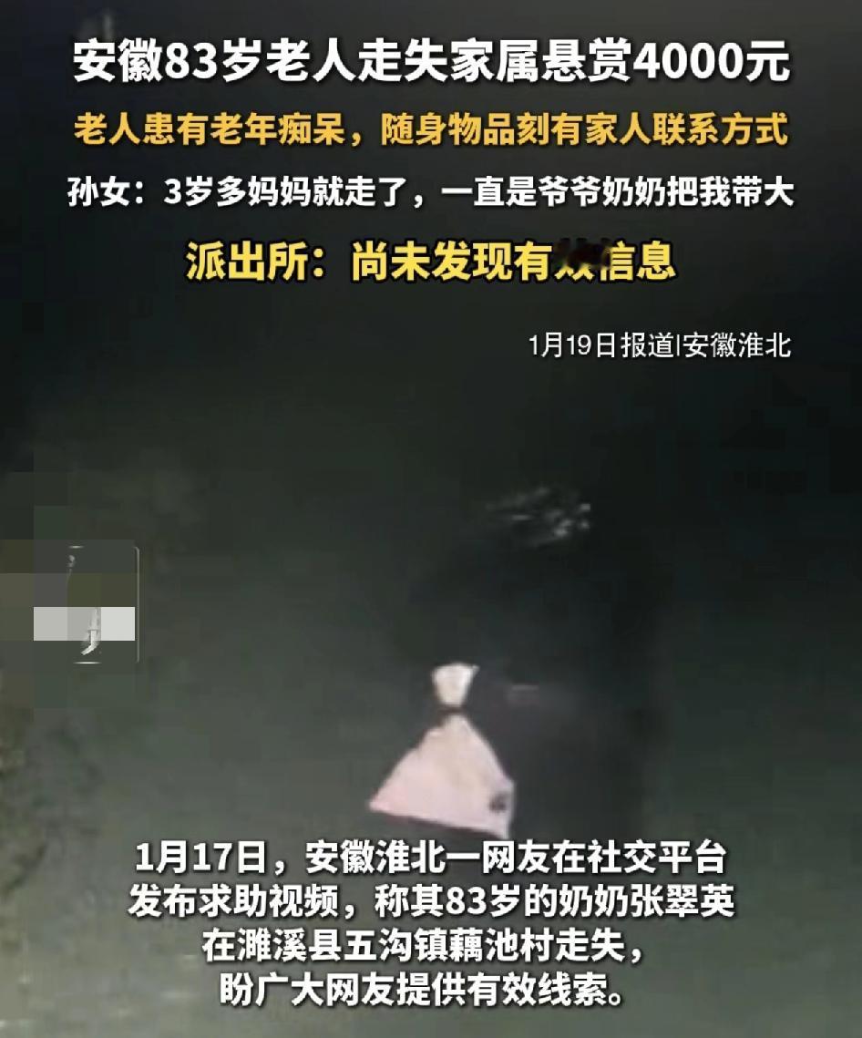 安徽淮北一位网友发视频称自己83岁的老奶奶。在村里走时老奶奶患有老人痴呆，从10