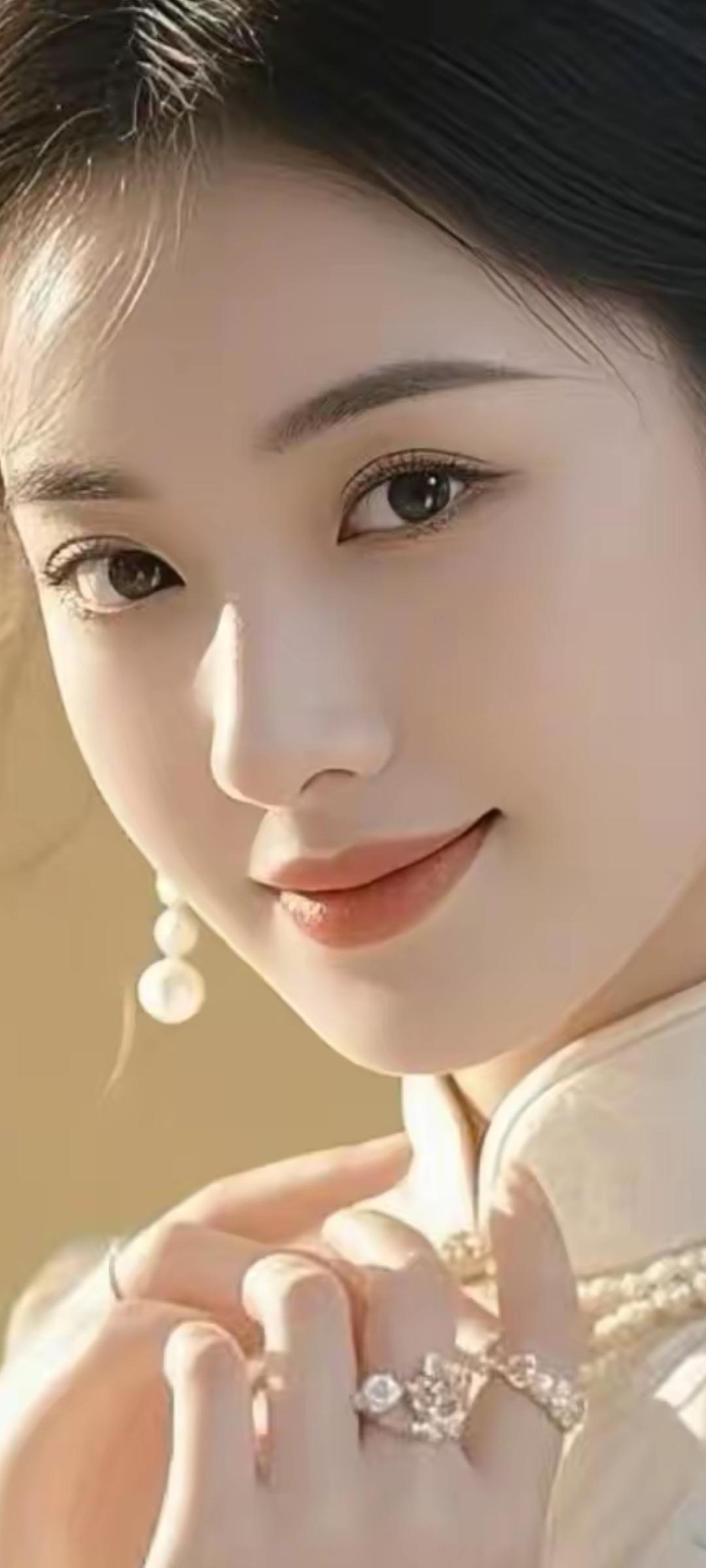 优雅气质，珠宝闪耀，温柔微笑，宛如画中人。