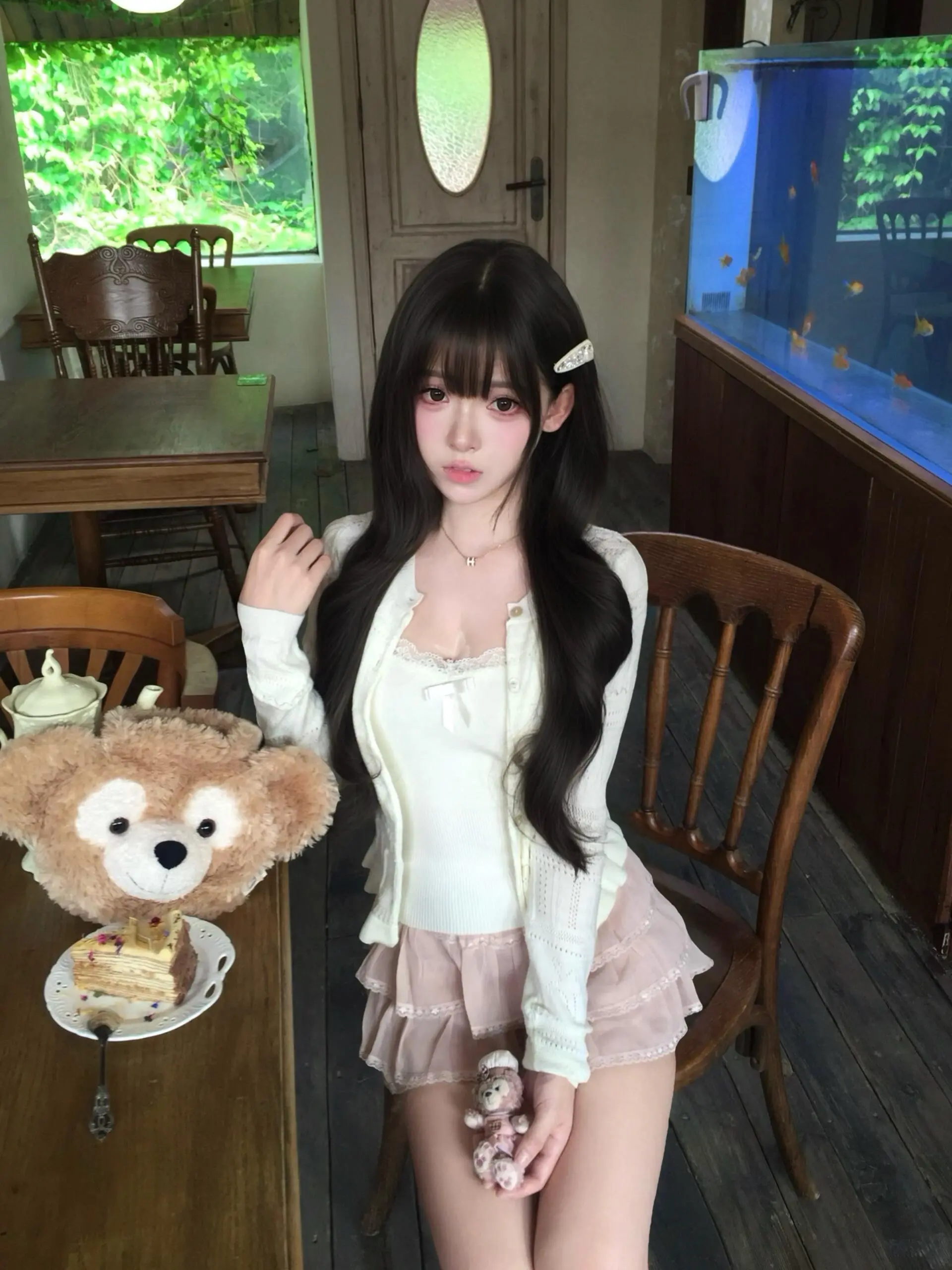 甜妹穿搭 复古咖啡馆 甜妹 甜妹穿搭
