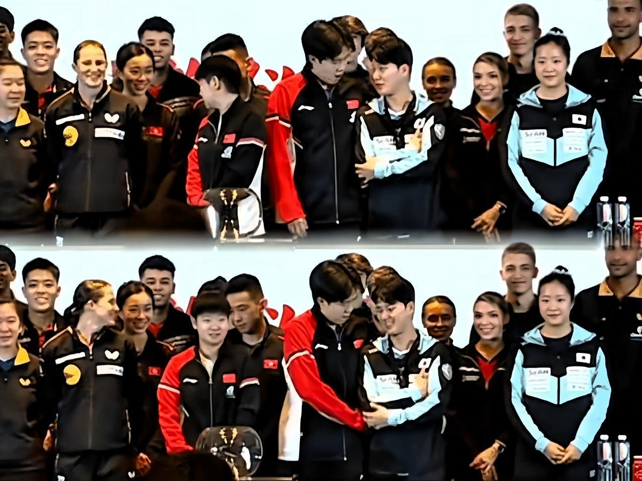 大合照环节可太有意思了！头哥和男明星正好挨着站，俩人从头聊到尾，笑得那叫