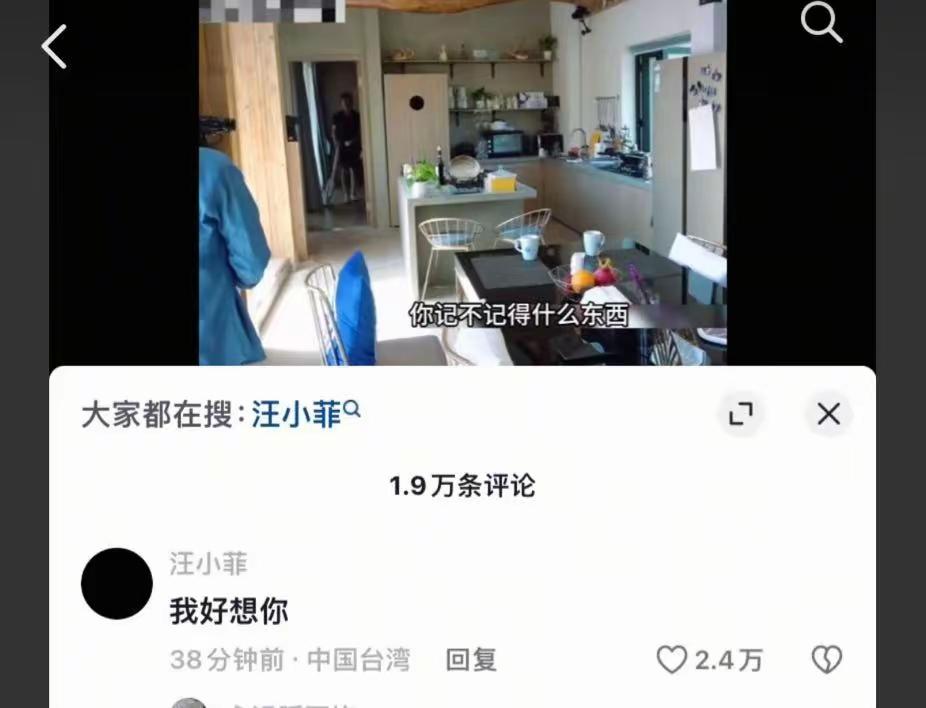 网友发现汪小菲在大S参演综艺视频下留言：“老婆，我好想你”