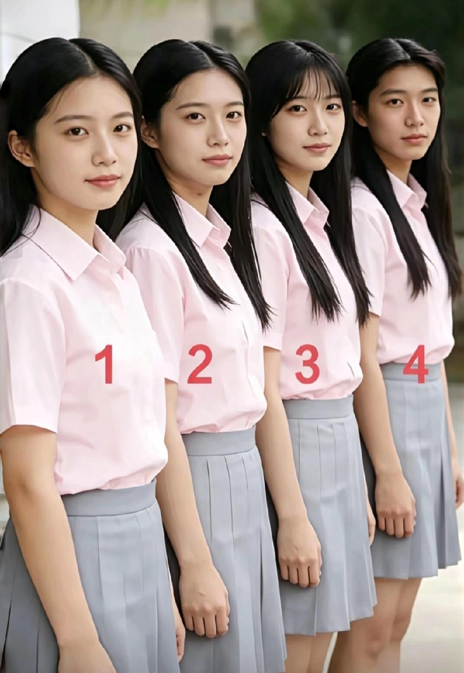 这四位美女，你觉得都是女的吗？你错了，其中有一位是男士装扮的美女！我觉得是4号！