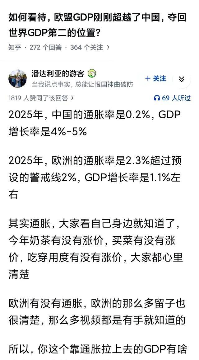 如何看待，欧盟GDP超越了中国，夺回世界GDP第二的位置？2024年国际货币