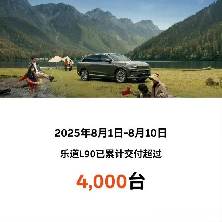 8月1到10号，乐道L90已经交付超过了4000台车，对于「大蔚来」而言肯定是满