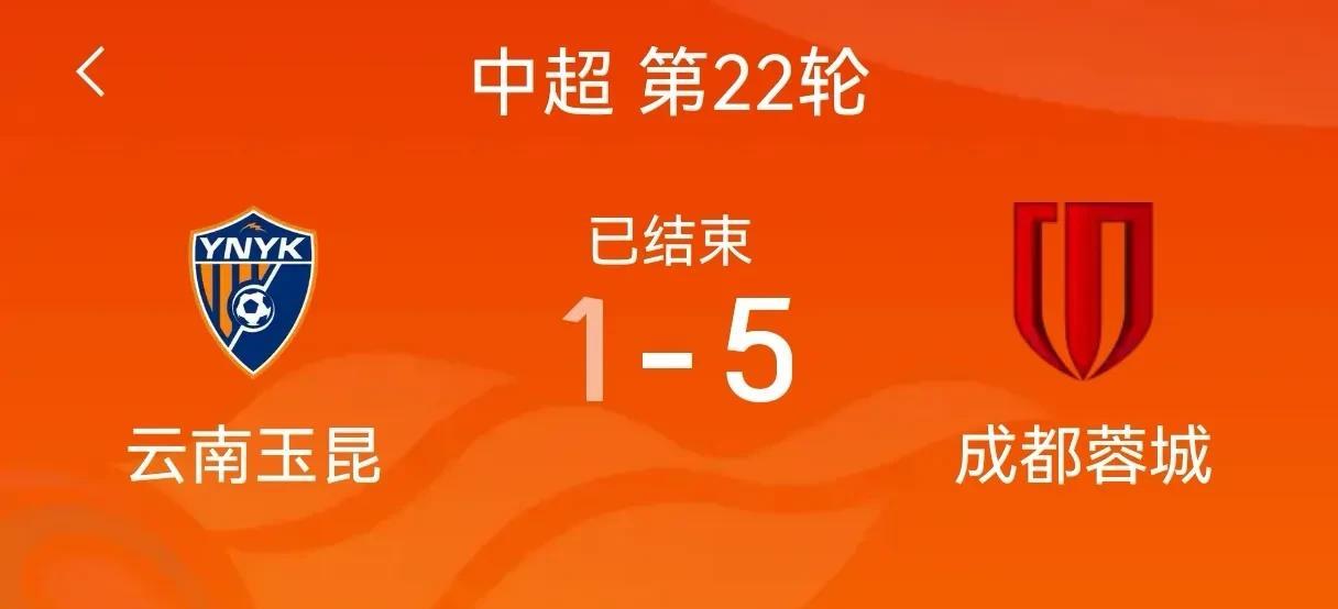 云南玉昆1-5不敌成都蓉城，这四人的表现在及格线之下！中超第22轮云南玉昆1