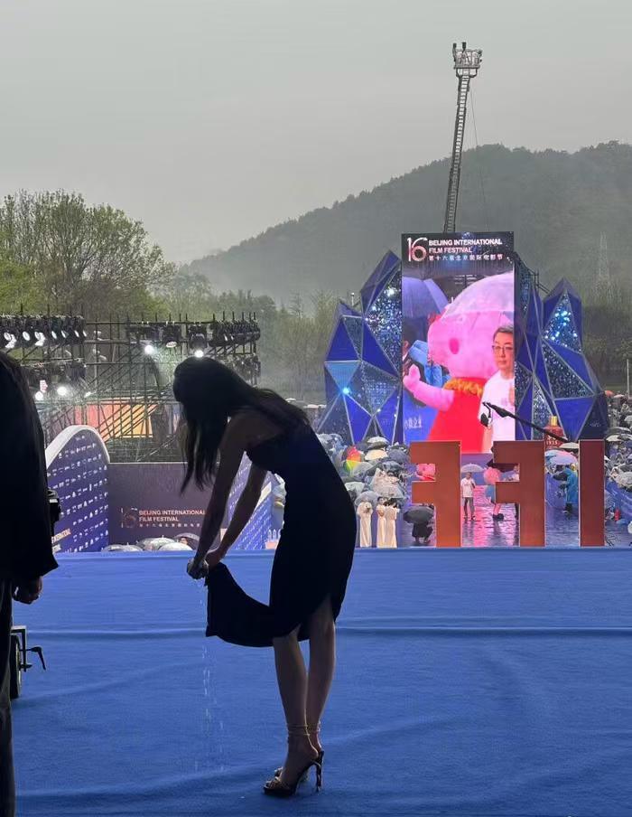 刘浩存红毯淋雨湿身引热议：没有精致妆容，却赢了全场掌声？【引言：一场暴雨，照出