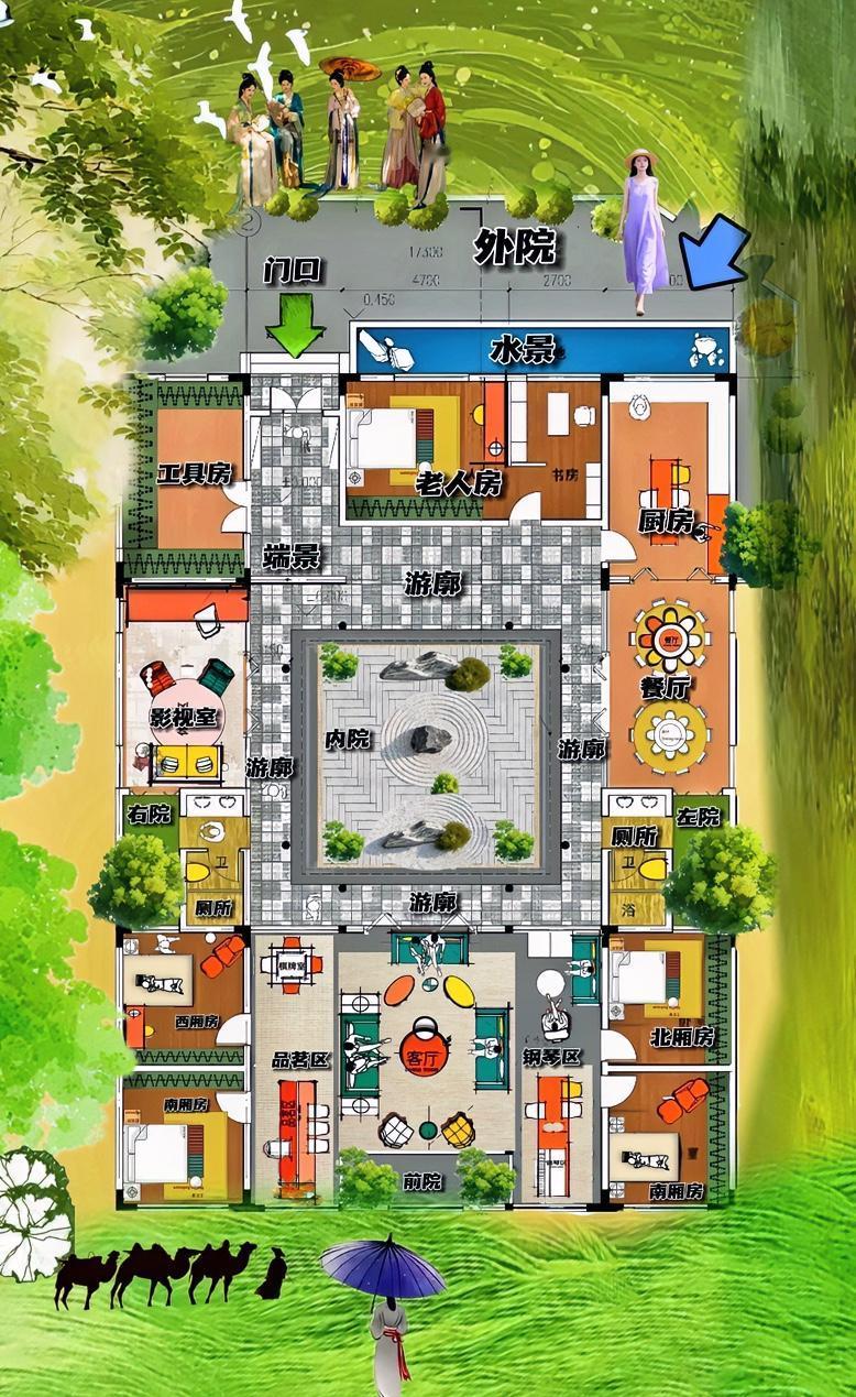 最没明星架子的自建房，408㎡不算特别大，也不小，最接地气室内四合院！接正常