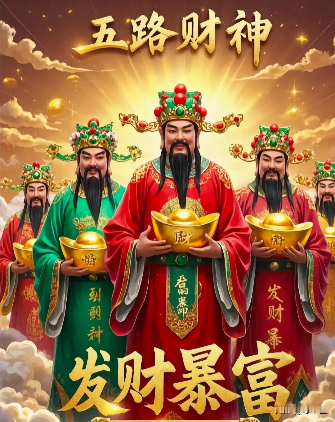 初五迎财神了，财神到我家，新的一年，发财暴富，财源滚滚来！