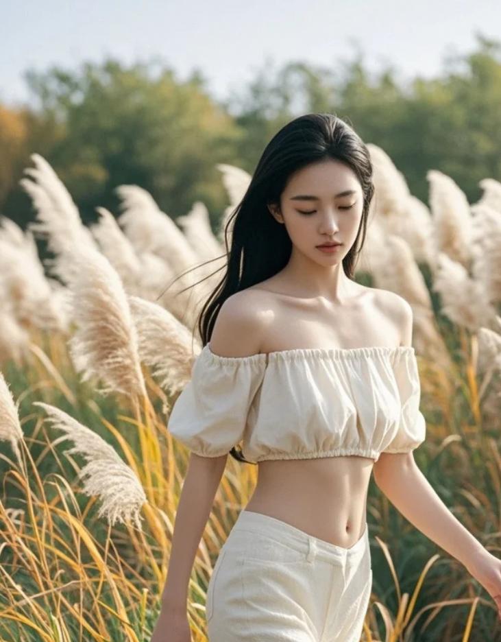 褪去色彩，光影与线条的舞蹈，她与芦苇海的故事更显深邃。