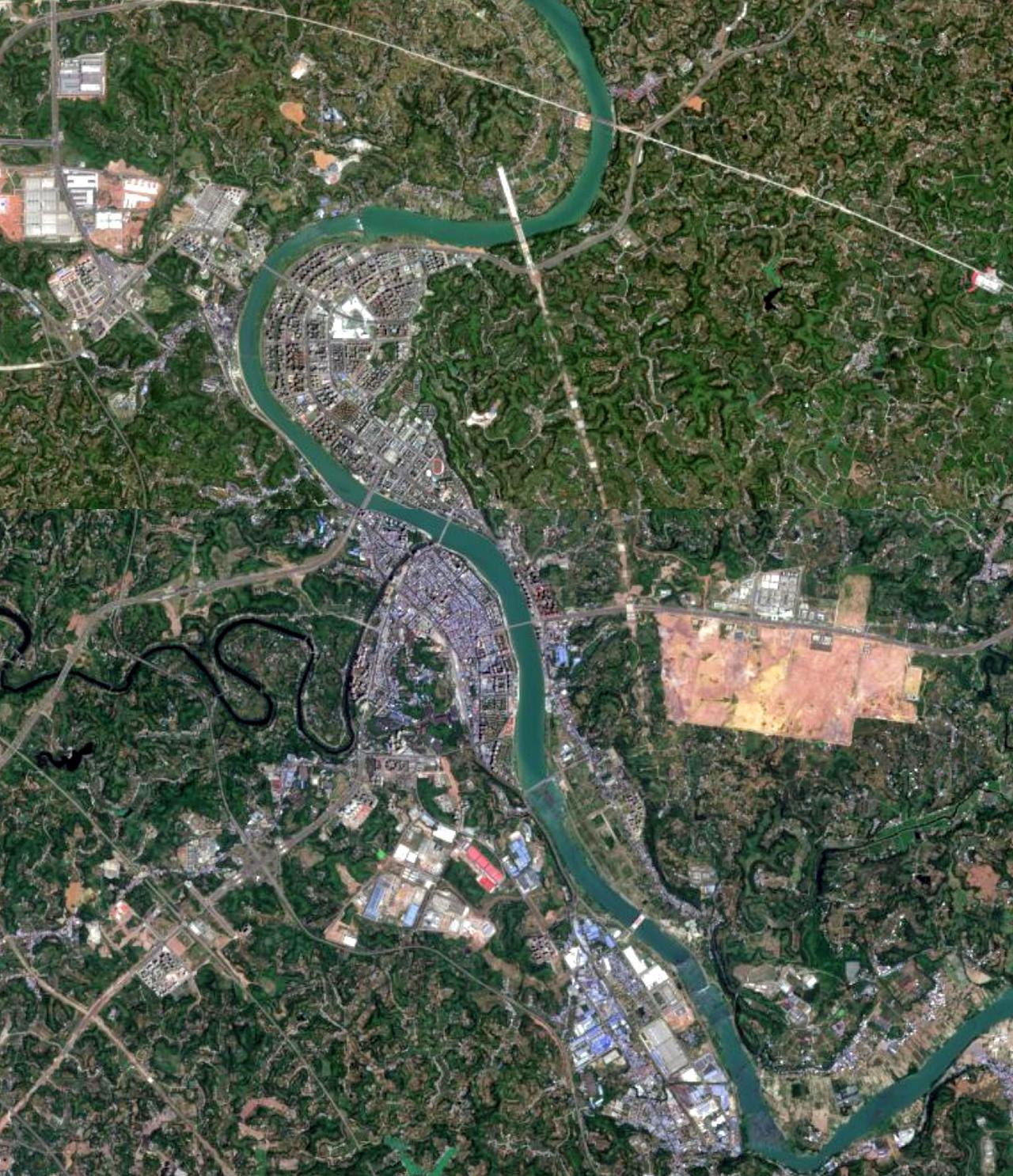 简阳最新卫星地图更新到8月3日！图片是：简阳城区，简州大道，空港新城，未来科技城