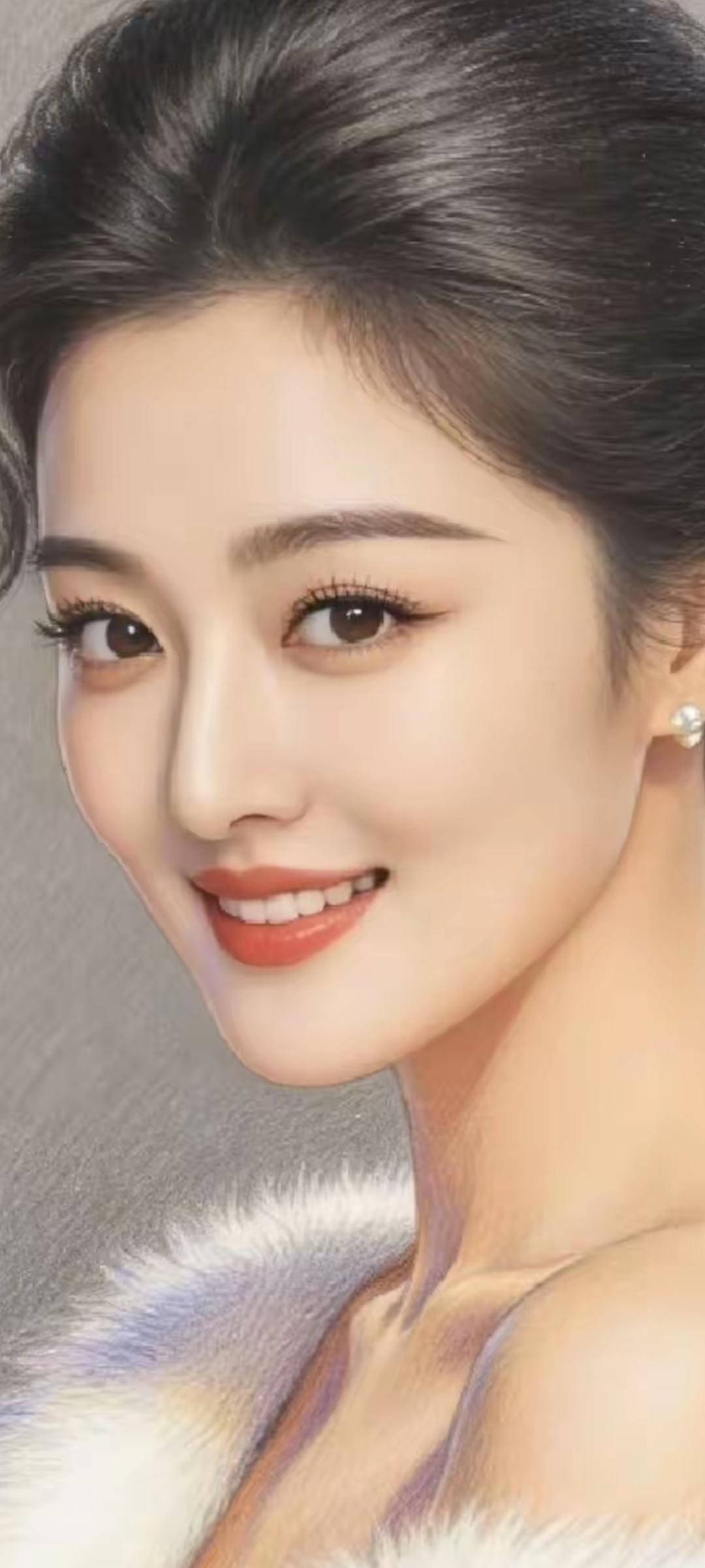 优雅微笑，闪耀耳环，温柔女神风范